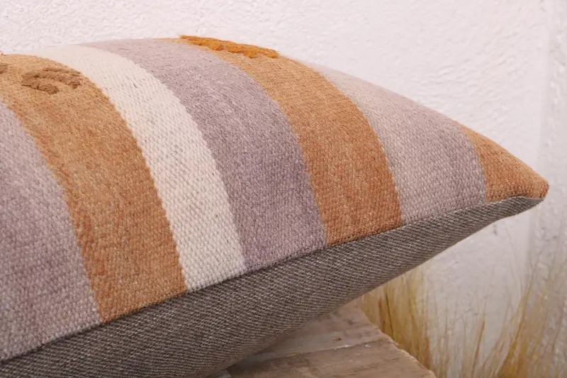 Pattern Throw Cushion, Pillow, Vintage Kilim Throw Pillow, 12x24 Brown Pillow, Turkish Kilim Pillow, Sofa Pillow Cover, Throw Kilim Pillow - 6