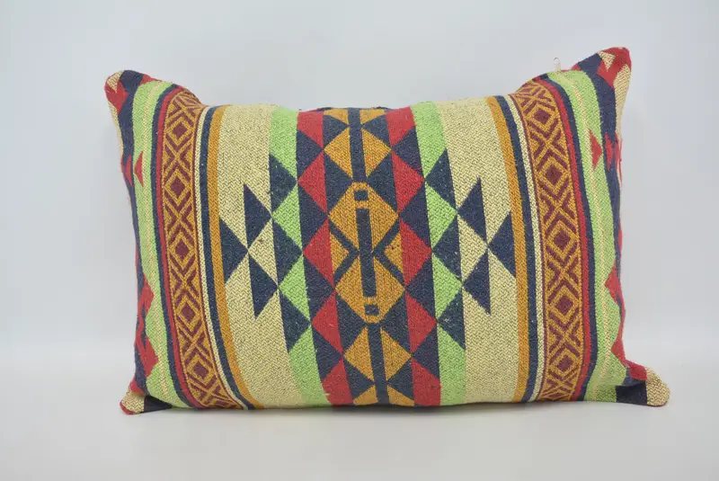Boho Pillow Sham Cover, Cushion, 20x28 Green Cushion, Interior Designer Pillow, Kilim Pillow, Square Throw Pillow Sham, Bright Pillow - 1