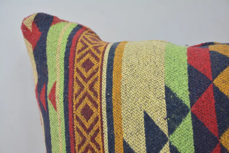 Boho Pillow Sham Cover, Cushion, 20x28 Green Cushion, Interior Designer Pillow, Kilim Pillow, Square Throw Pillow Sham, Bright Pillow - 2
