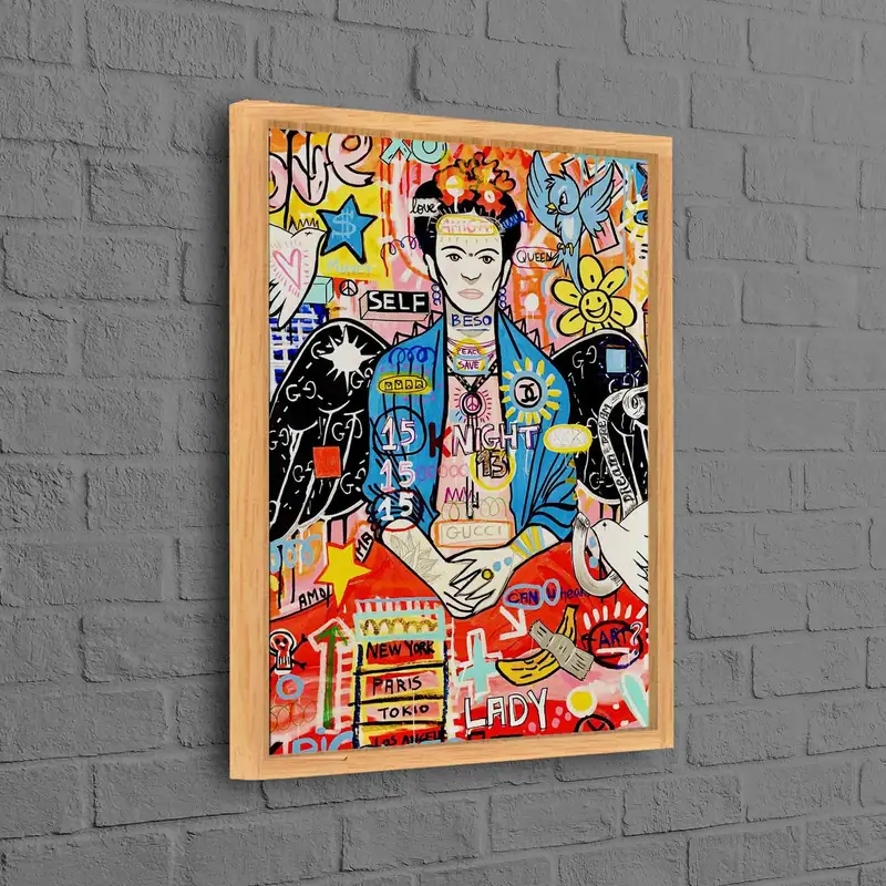 Modern Frida Kahlo Graffiti Canvas Print - Vibrant Wall Art