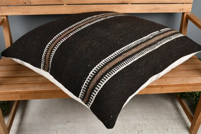 32x32 Brown Cushion Cover, Vintage Kilim Pillow, Vintage Kilim Throw Pillow, Cushion, Car Cushion Case, Ethnical Kilim Rug Pillow - 2