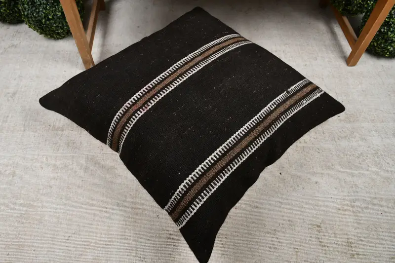 32x32 Brown Cushion Cover, Vintage Kilim Pillow, Vintage Kilim Throw Pillow, Cushion, Car Cushion Case, Ethnical Kilim Rug Pillow - 8