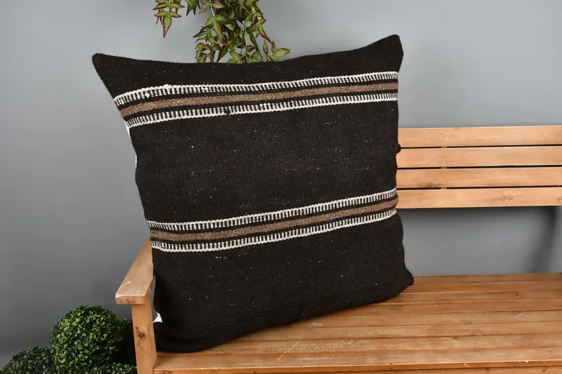 32x32 Brown Cushion Cover, Vintage Kilim Pillow, Vintage Kilim Throw Pillow, Cushion, Car Cushion Case, Ethnical Kilim Rug Pillow - 1