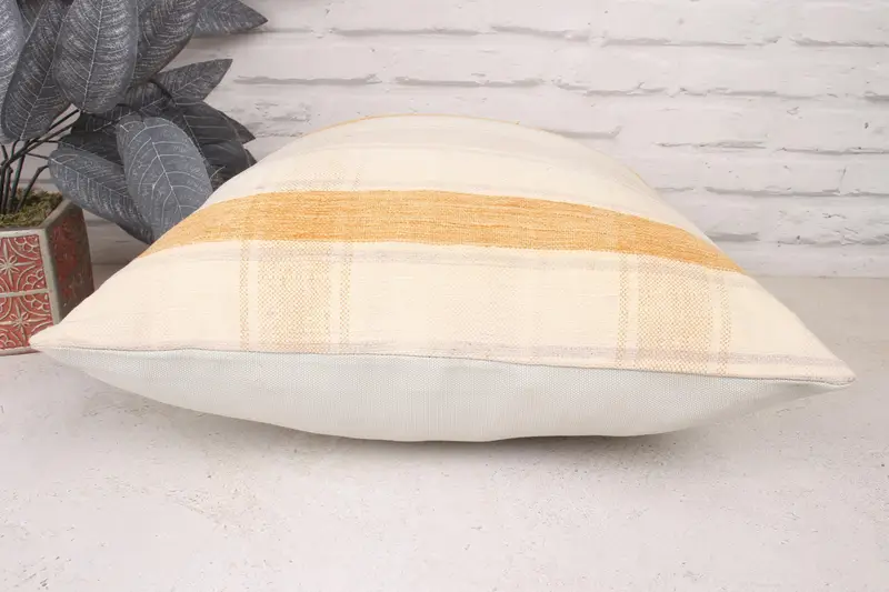 Rustic Cushion Case, Ethnical Kilim Rug Pillow, Accent Pillow, Boho Pillow, Pillow Cover, Vintage Kilim Throw Pillow, 18x18 Beige Pillow Case - 5