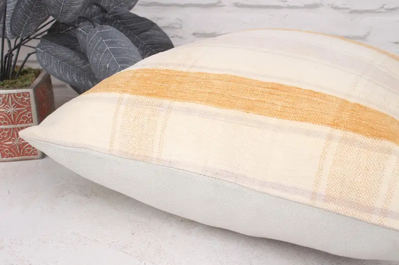 Rustic Cushion Case, Ethnical Kilim Rug Pillow, Accent Pillow, Boho Pillow, Pillow Cover, Vintage Kilim Throw Pillow, 18x18 Beige Pillow Case - 6