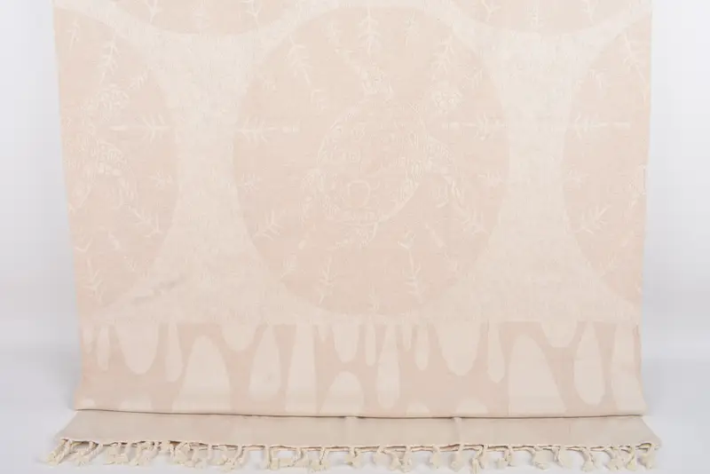 Personalized Organic Cotton Light Beige Turtle Throw, 99x79 Inches