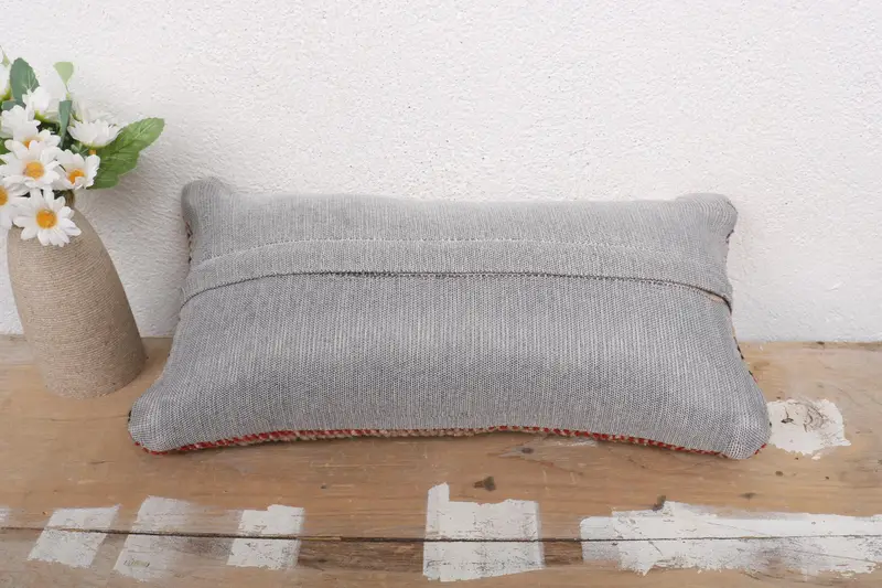 Cushion Case, Sofa Bolster Cushion Case, Aztec Pillow Cover, 8x16 Blue Cushion Cover, Bolster Cushion, Pillow for Sofa, Kilim Pillow, Turkish Pillow - 7