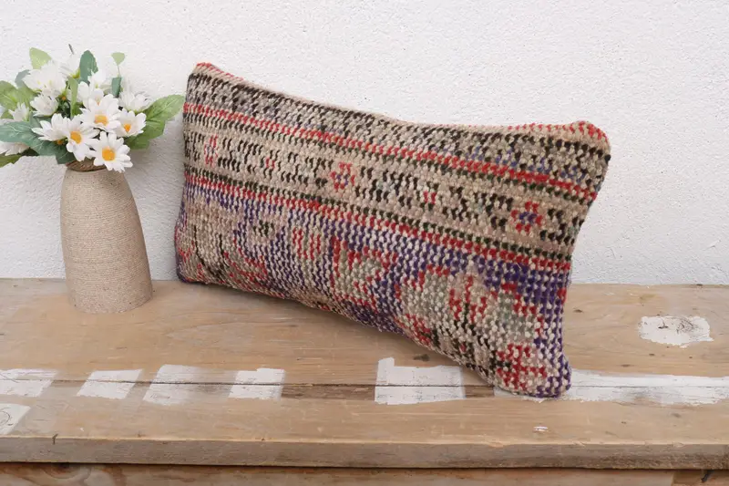 Cushion Case, Sofa Bolster Cushion Case, Aztec Pillow Cover, 8x16 Blue Cushion Cover, Bolster Cushion, Pillow for Sofa, Kilim Pillow, Turkish Pillow - 4