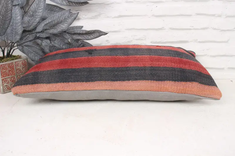 Boho Pillow, Pillow, Seat Pillow Case, 12x24 Brown Pillow Cover, Kilim Pillow, Ethnical Kilim Rug Pillow, Turkish Rugs Pillow Case - 5