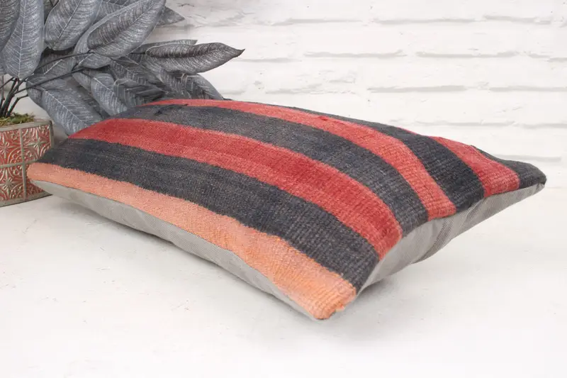 Boho Pillow, Pillow, Seat Pillow Case, 12x24 Brown Pillow Cover, Kilim Pillow, Ethnical Kilim Rug Pillow, Turkish Rugs Pillow Case - 6