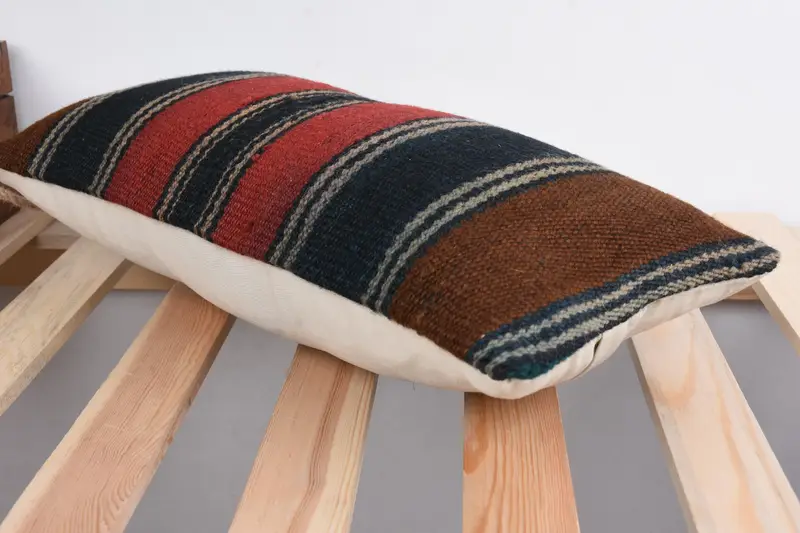 Pillow Cover, Turkish Bench Cushion Case, Boho Pillow, Anatolian Pillow Case, Turkish Kilim Pillow, Gift Pillow, 8x16 Orange Pillow Case - 6