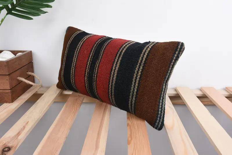 Pillow Cover, Turkish Bench Cushion Case, Boho Pillow, Anatolian Pillow Case, Turkish Kilim Pillow, Gift Pillow, 8x16 Orange Pillow Case - 5