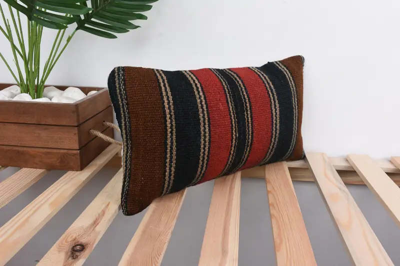 Pillow Cover, Turkish Bench Cushion Case, Boho Pillow, Anatolian Pillow Case, Turkish Kilim Pillow, Gift Pillow, 8x16 Orange Pillow Case - 4