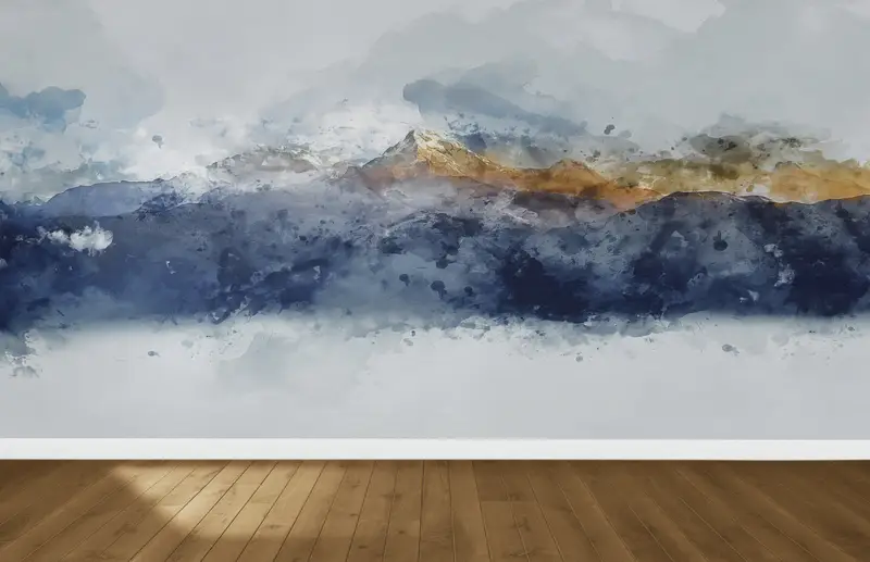 Modern Abstract Mountain Landscape Printed Wallpaper - Elegant Decor