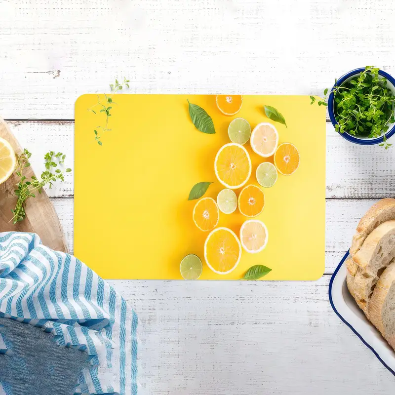 Fruit-Inspired Glass Cutting Board, Tempered Safety, Modern Kitchen