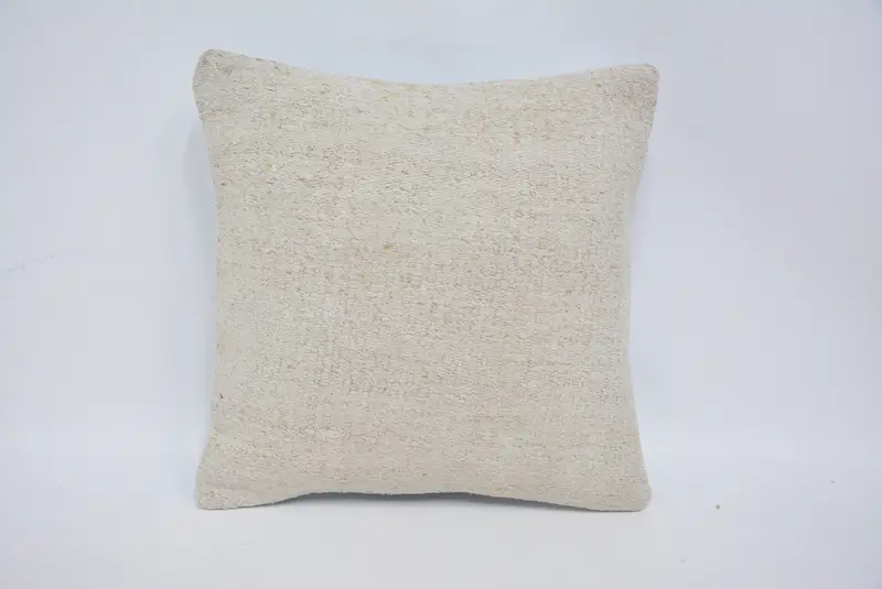 Turkish Pillow, Cushion, Turkish Kilim Pillow, Boho Pillow Sham Cover, Nautical Throw Cushion Case, 14x14 Beige Pillow Sham - 1