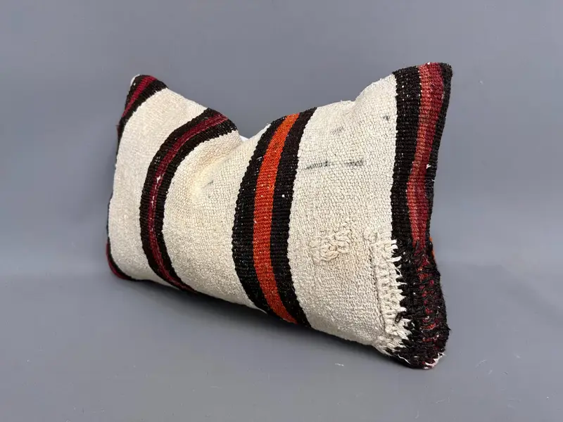 Throw Kilim Pillow, 12x20 White Pillow Case, Cushion, Kilim Rug Cushion Cover, Vintage Kilim Pillow, Turkish Bench Cushion, Interior Designer Pillow - 3