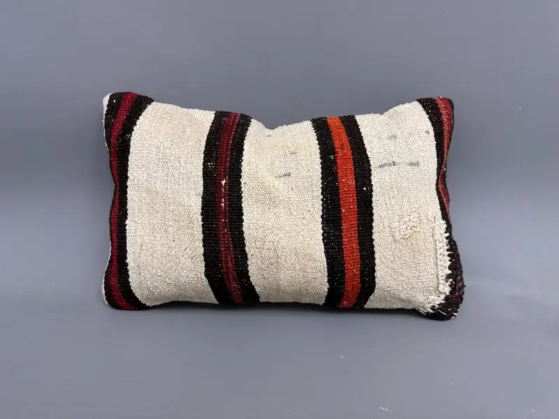 Throw Kilim Pillow, 12x20 White Pillow Case, Cushion, Kilim Rug Cushion Cover, Vintage Kilim Pillow, Turkish Bench Cushion, Interior Designer Pillow - 4