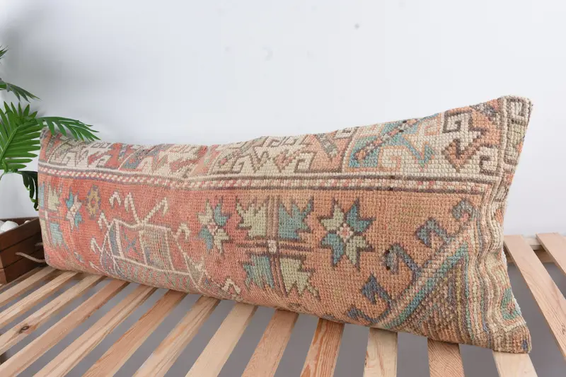 Gift Pillow, Ethnical Kilim Rug Pillow, Retro Cushion, Outdoor Cushion Case, Pillow Cover, Kilim Cushion Sham, 16x48 Red Pillow Case - 5