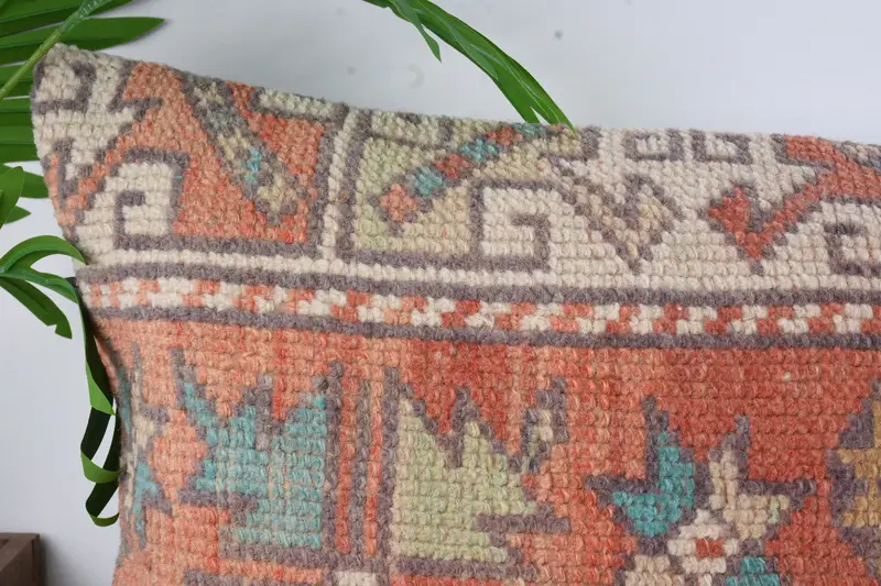 Gift Pillow, Ethnical Kilim Rug Pillow, Retro Cushion, Outdoor Cushion Case, Pillow Cover, Kilim Cushion Sham, 16x48 Red Pillow Case - 2