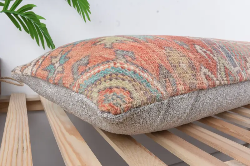 Gift Pillow, Ethnical Kilim Rug Pillow, Retro Cushion, Outdoor Cushion Case, Pillow Cover, Kilim Cushion Sham, 16x48 Red Pillow Case - 6