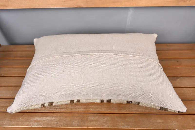Vintage Pillow, Pillow Sham, Throw Kilim Pillow, 16x24 Beige Pillow Case, Kilim Pillow, Customized Pillow, Crochet Pattern Cushion Cover - 5