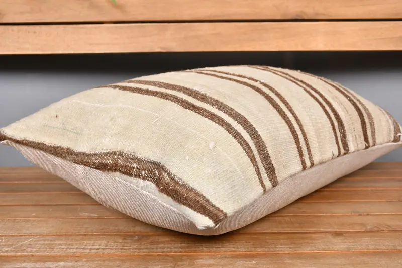 Vintage Pillow, Pillow Sham, Throw Kilim Pillow, 16x24 Beige Pillow Case, Kilim Pillow, Customized Pillow, Crochet Pattern Cushion Cover - 4