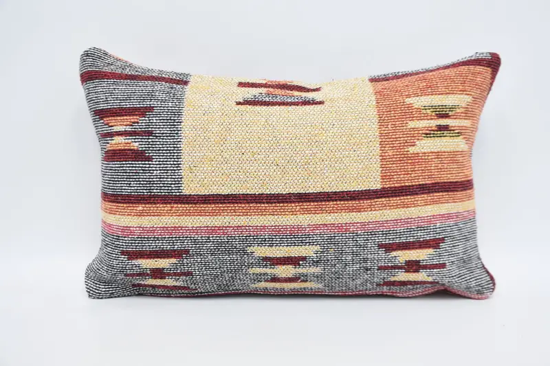 Home Decor Pillow, Nomadic Cushion, Vintage Kilim Throw Pillow, Vintage Pillow, Bolster Pillow, 12x20 Beige Pillow Sham, Cushion Cover - 1