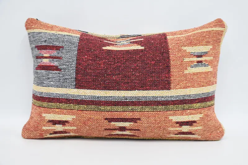 Home Decor Pillow, Nomadic Cushion, Vintage Kilim Throw Pillow, Vintage Pillow, Bolster Pillow, 12x20 Beige Pillow Sham, Cushion Cover - 5