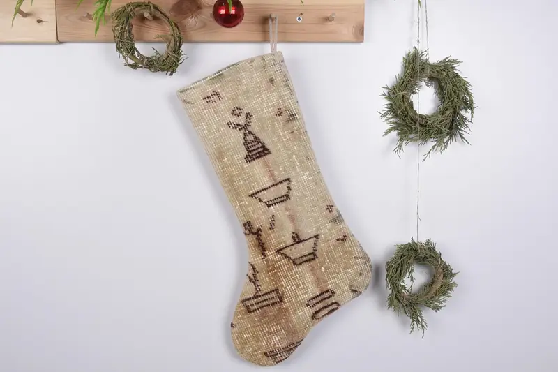 Noel Süsleri Deseni, 19 İnç Geniş Tatil Çorabı