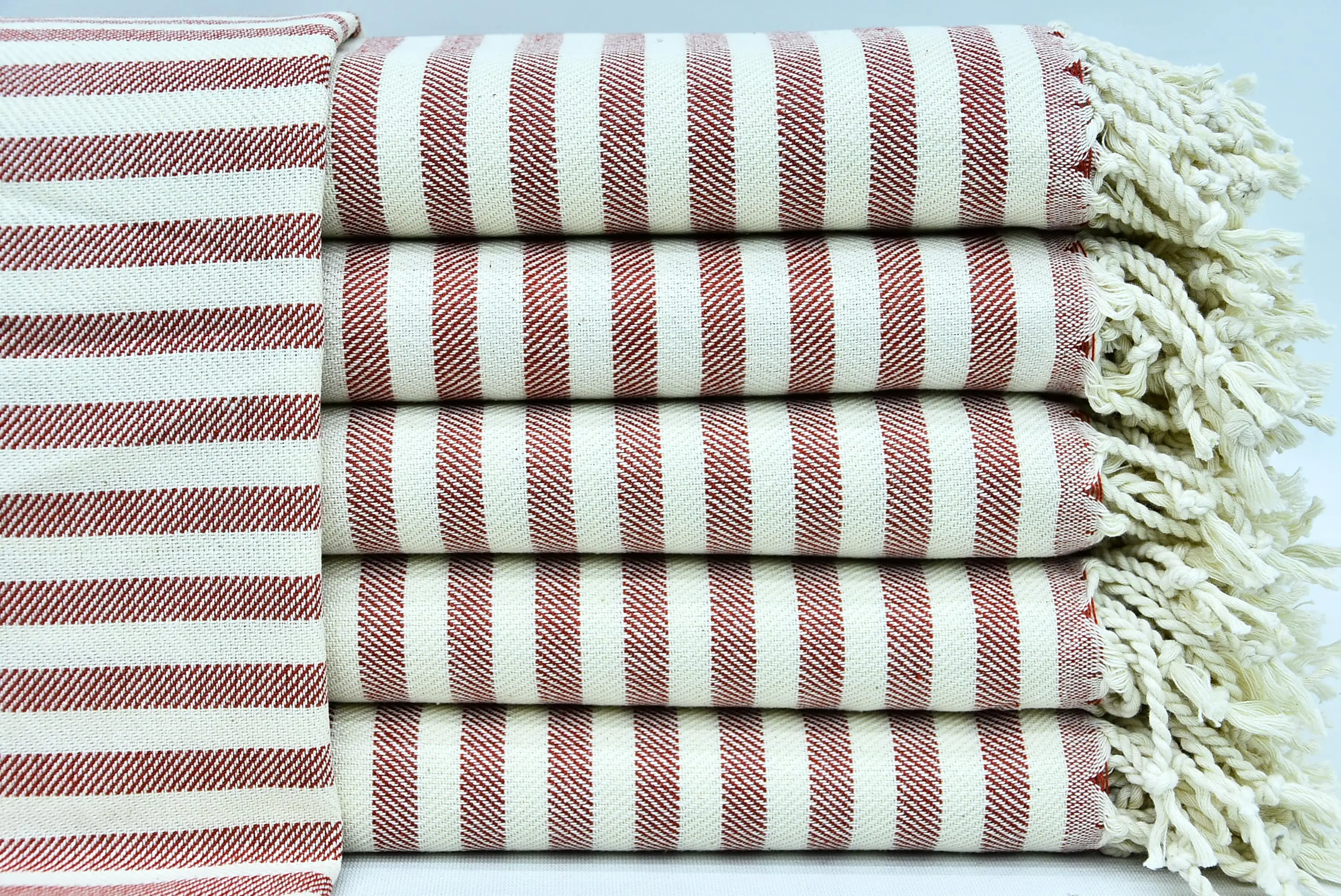 Turkish Head Towel Red & White Cotton 24x40 - 1