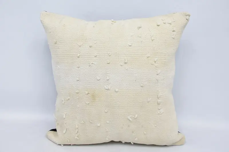 Turkish Pillow, Turkish Kilim Pillow, Neutral Throw Cushion, Boho Pillow, Cushion, Outdoor Throw Pillow Sham, 24x24 White Pillow Sham - 1
