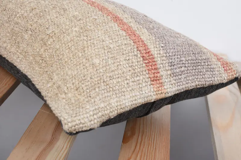 Cushion, Throw Kilim Pillow, Nautical Throw Cushion Case, 8x16 Beige Cushion Cover, Turkish Kilim Pillow, Boho Pillow - 7