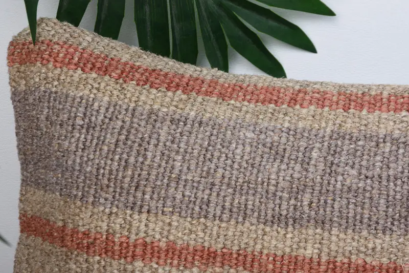 Cushion, Throw Kilim Pillow, Nautical Throw Cushion Case, 8x16 Beige Cushion Cover, Turkish Kilim Pillow, Boho Pillow - 2