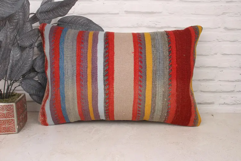 16x24 Blue Pillow Sham, Kilim Pillow, Antique Pillows, Home Decor Pillow, Aztec Cushion Cover, Pattern Throw Pillow Cover, Pillow Sham - 1