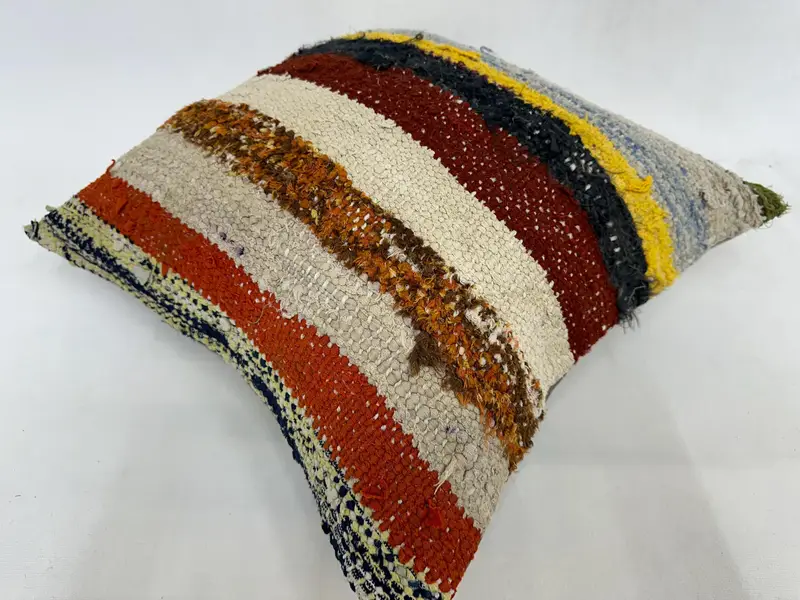 Customized Cushion, Pillow, Handmade Kilim Cushion, Vintage Kilim Pillow, Pillow for Couch, Boho Throw Pillow Sham, 20x20 Beige Pillow Cover - 6