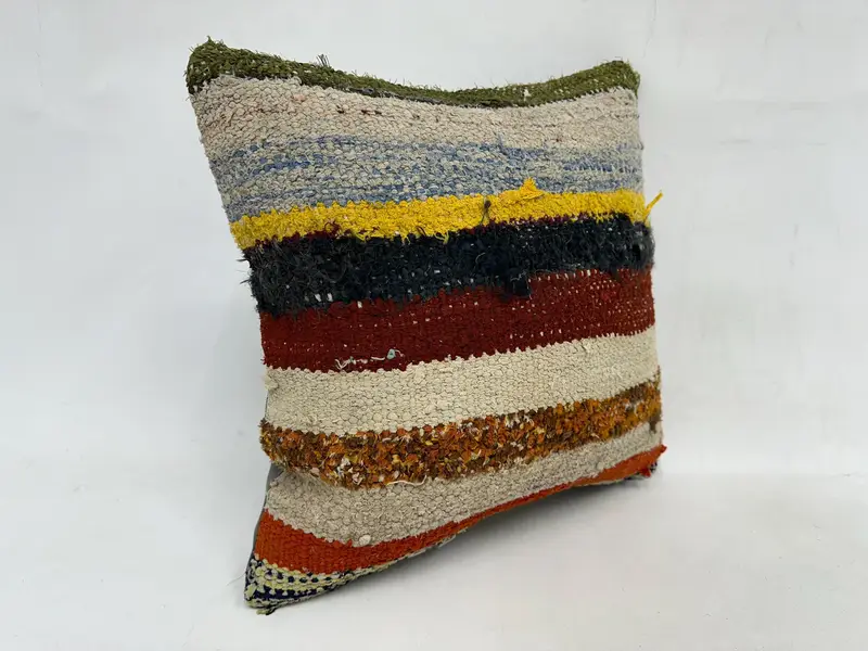 Customized Cushion, Pillow, Handmade Kilim Cushion, Vintage Kilim Pillow, Pillow for Couch, Boho Throw Pillow Sham, 20x20 Beige Pillow Cover - 3