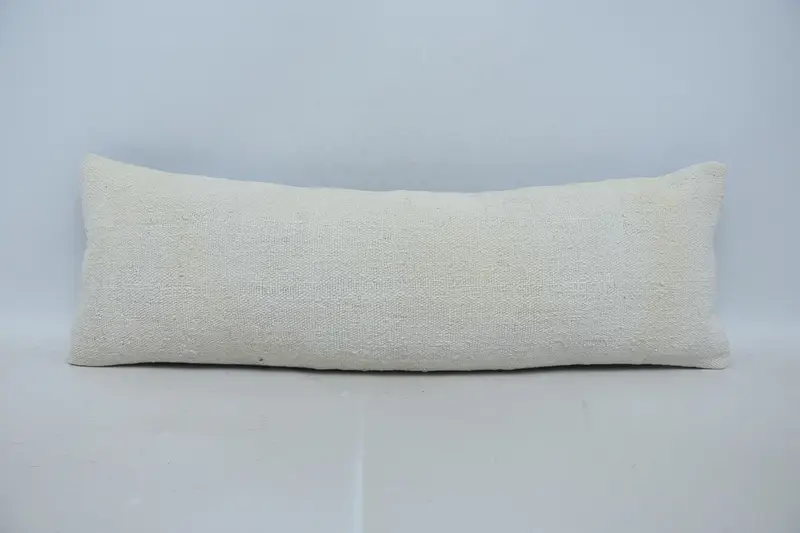 Plaid Throw Beige Cushion Cover, 12x36 inch Chair Gift Housewarming Gift Euro Sham - 1
