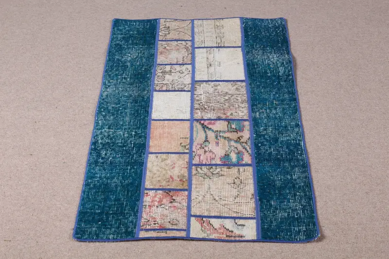 2,2x3,6 Fuß blauer Orientteppich, elegantes Blau-Braun-Design