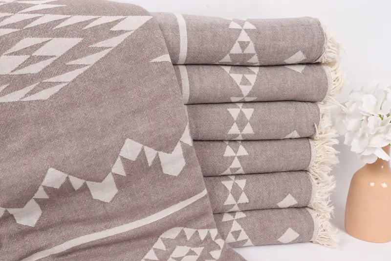 Turkish Blanket, Personalized Gifts, Turkish Tablecloth, Halloween Gifts, 70x60 Cotton Geometric Towel, Turkish Throw Blanket, Boho Throw Blankets - 1