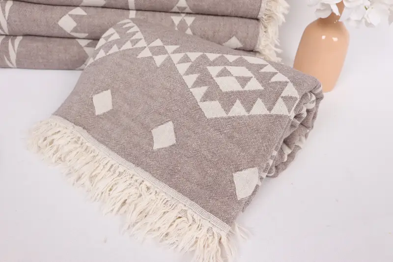 Turkish Blanket, Personalized Gifts, Turkish Tablecloth, Halloween Gifts, 70x60 Cotton Geometric Towel, Turkish Throw Blanket, Boho Throw Blankets - 4