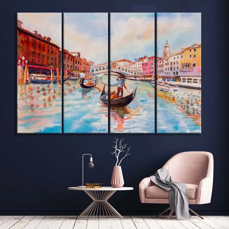Venice Wall Art, Oil Painting, Landscaper Wall Art, Italy Wall Decor, Wall Art Canvas, Venice Cityscape, Grand Canal Canvas, Venice Print, - 3