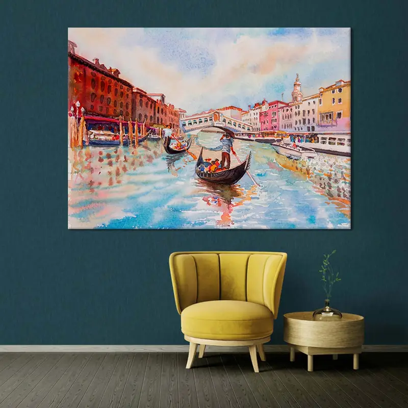 Venice Wall Art, Oil Painting, Landscaper Wall Art, Italy Wall Decor, Wall Art Canvas, Venice Cityscape, Grand Canal Canvas, Venice Print, - 1