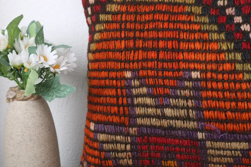 Kilim Pillow Cover, Pillow Sham, Wool Kilim Pillow Cushion, Pillow for Sofa, 12x24 Red Cushion Case, Ethnical Kilim Rug Pillow - 3