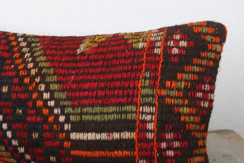 Kilim Pillow Cover, Pillow Sham, Wool Kilim Pillow Cushion, Pillow for Sofa, 12x24 Red Cushion Case, Ethnical Kilim Rug Pillow - 5