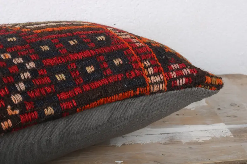 Kilim Pillow Cover, Pillow Sham, Wool Kilim Pillow Cushion, Pillow for Sofa, 12x24 Red Cushion Case, Ethnical Kilim Rug Pillow - 6