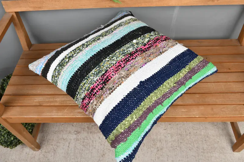 Nautical Throw Cushion Case, Cushion Case, Kilim Cushion Sham, 24x24 Green Pillow Sham, Kilim Pillow, Luxury Pillow, Handmade Kilim Cushion - 2