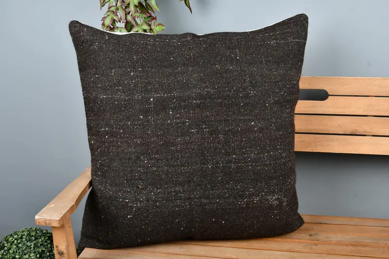 Pillow for Couch, Home Decor Pillow, Kilim Pillow, Square Throw Pillow, 28x28 Brown Cushion, Pillow Case, Morroccon Kilim Cushion Pillow Case - 1
