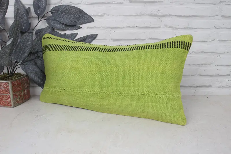 Antique Pillows, Kilim Pillow, Luxury Pillow Cover, Seat Pillow Case, Tapestry Cushion, Cushion, Interior Designer Pillow, 12x24 Green Cushion - 4