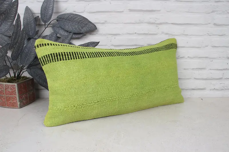 Antique Pillows, Kilim Pillow, Luxury Pillow Cover, Seat Pillow Case, Tapestry Cushion, Cushion, Interior Designer Pillow, 12x24 Green Cushion - 3